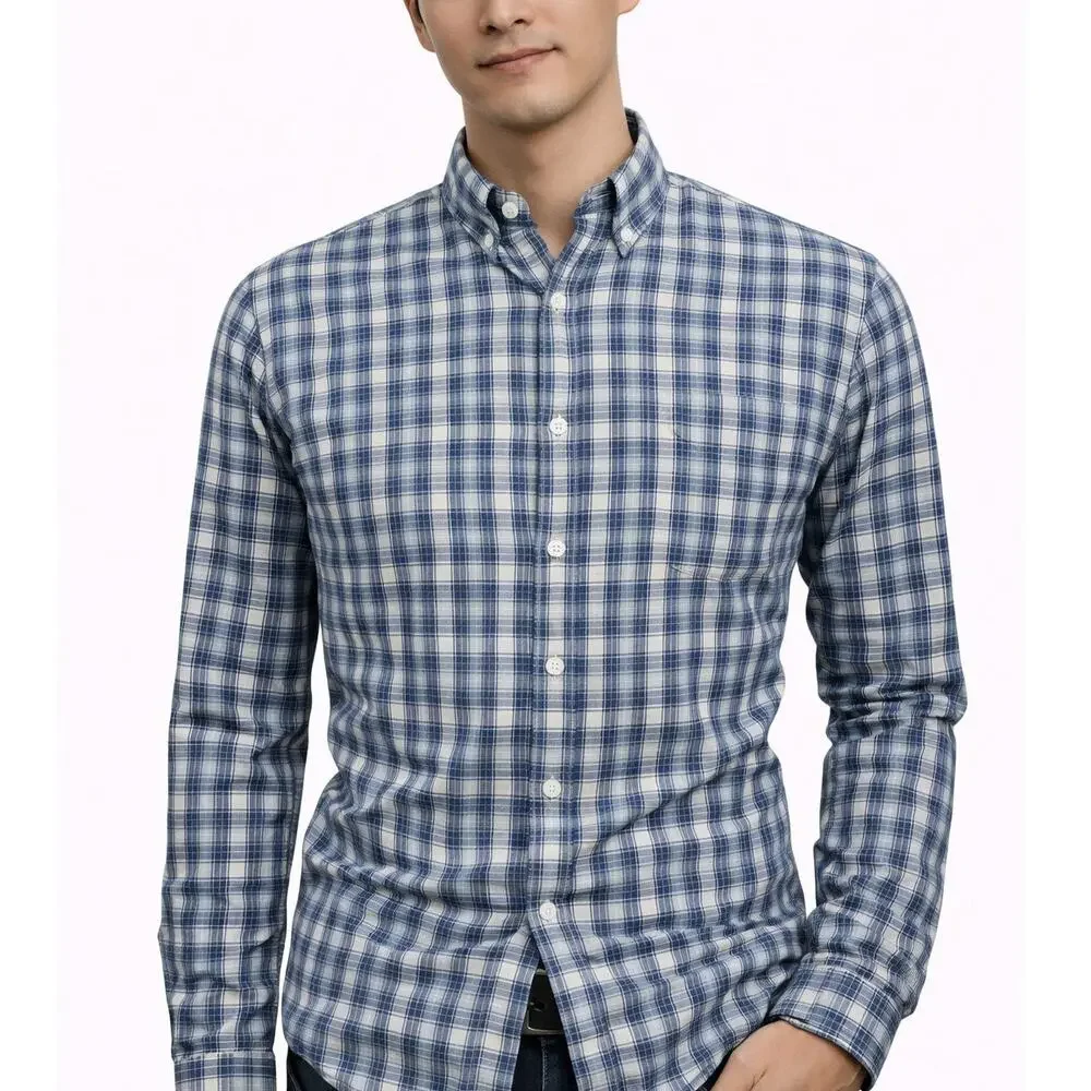 J. Crew Shirting Slim Fit Shirt Blue Plaid Check Long Sleeves Button down Size S